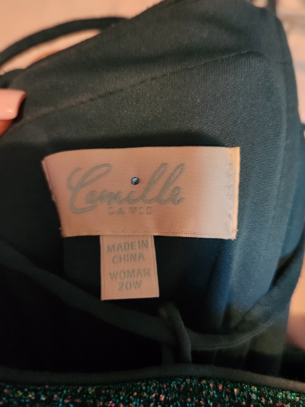 Camille La Vie Teal Dress with Glitter Detail